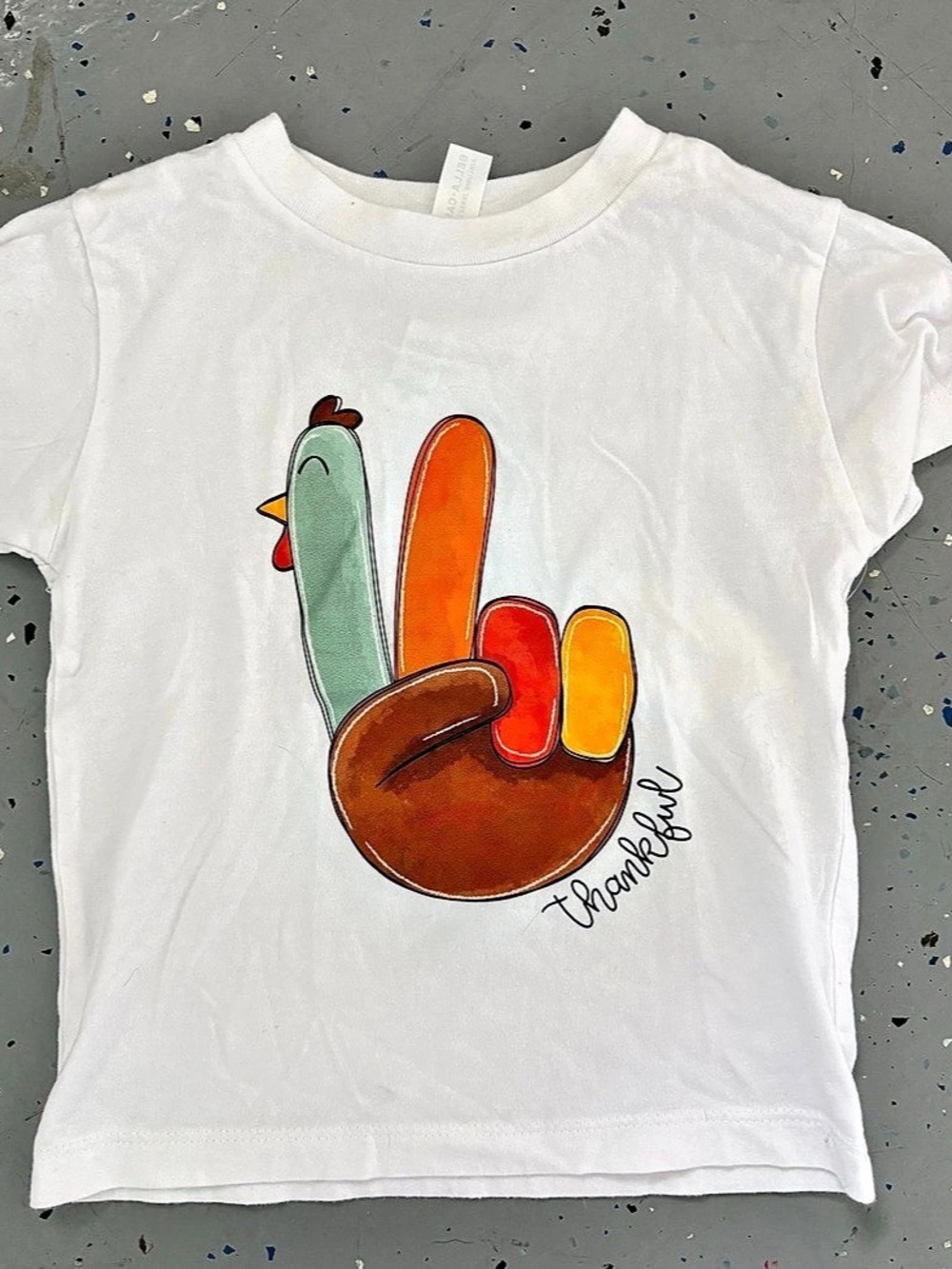 Bella + Canvas Thanksgiving Turkey Peace Sign Tee - Size 2T